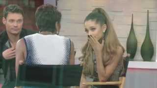 Ariana Grande looking sad at Good Morning America after her grandpa passing