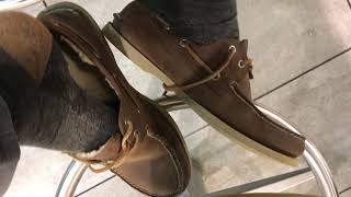Fast Food And Furry Sperry TopSiders Boat Shoes- Shoe Play While Ordering Food And Waiting For It