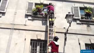 Novantenne soccorsa dai pompieri. I vigili del fuoco rompono il vetro