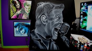 Airbrushing Metallica t-shirt