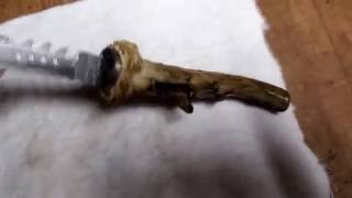 Необычный ножик из обломка рога и лезвия бабки