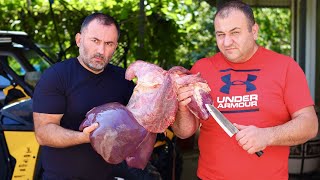 ЗАПЕКАЕМ МЯСО, СЕРДЦЕ, ПЕЧЕНЬ и ЛЁГКИЕ в ДЕРЕВЕНСКОЙ ПЕЧИ.