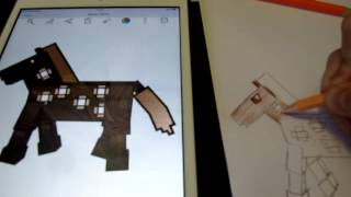 How to draw Minecraft Horse Как нарисовать Майнкрафт Лошадка