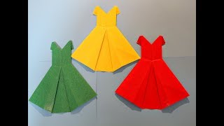 Оригами ПЛАТЬЕ из бумаги своими руками. DIY Origami Vestido de papel. Origami paper dress