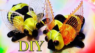Пчела Канзаши Мастер класс, пчелка из ленточек / Kanzashi , DIY crafts ideas