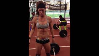 Andrea Ager - The London Throwdown 2013 - WOD5 (Jerks & Squat Bar Jumps)