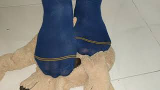 Dirty schoolgirl socks trample on puppy