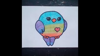 KAWAII РИСУНКИ |  Как нарисовать попугая    -    How to draw a parrot Как нарисовать милые рисунки