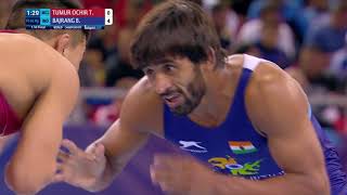1/4 FS - 65 kg: T. TUMUR OCHIR (MGL) v. B. BAJRANG (IND)