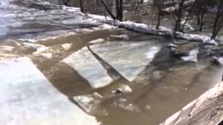 Huntington Fire Department Breaks Ice Dam