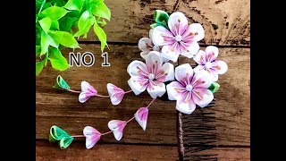 【100均材料だけで つまみ細工】コーム髪飾り作り方 七五三 成人式 kanzashi flower  fabric flower DIY