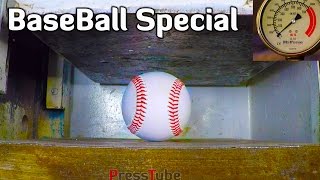 Crushing 5 Different Base Ball Items with Hydraulic Press