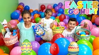 Easter egg hunt and kinder surprise eggs challenge - HZHtube kids fun
