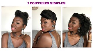 3 COIFFURES SIMPLES CHEVEUX AFRO ( SANS PEIGNE, NI GEL)