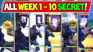 ALL SECRET BATTLE STAR & BANNERS LOCATIONS WEEK 1 to 10 - Fortnite Season 7 (Fortnite Battle Royale)