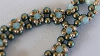 Серьги из 3мм и 4мм Сваровских жемчуга и биконусов