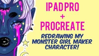 iPad Pro + Procreate Speedpaint | Redrawing my "Monster Girl Maker" Character | Keely Elle