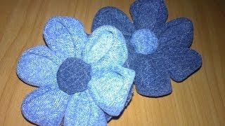 *✿* DIY Цветок канзаши из джинсы. *✿* DIY Flower kanzashi of jeans. *✿*