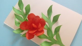 Как сделать поздравительную открытку с цветком на день матери или день  рождения