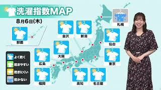 8月6日(木)の洗濯天気予報????