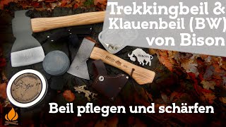 Handbeil und BW Klauenbeil von Bison | Axt pflegen und schärfen mit dem Puck | Bushcraft Ausrüstung