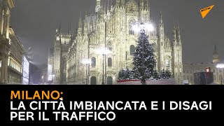 Milano: la città imbiancata e i disagi per il traffico