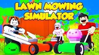 LAS MAQUINAS DE CORTAR EL CESPED MAS PODEROSAS DE ROBLOX! ? Lawn Mowing Simulator