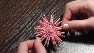 Модульное оригами для начинающих начало сборки фигурки (три замкнутых ряда)