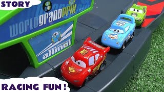 Micro Drifters Disney Cars Race Story Crash Accident Peppa Pig Jake Frozen Olaf Lightning McQueen