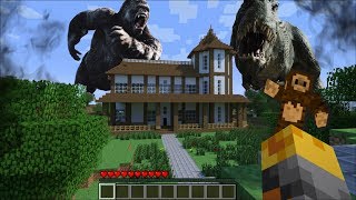 GIANT KING KONG APPEARS IN MY HOUSE IN MINECRAFT !! Minecraft Mods