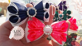 NEW!Красивые бантики из ленты канзаши,МК,Beautiful ribbon bows,Hermosos arcos de cinta,Красиви лука