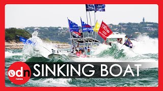 Moment Trump Supporters' Boat SINKS During Texas Lake Rally