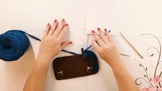 HandMade - вяжем сумку из трикотажной пряжи.+Кожаное дно. Part 1