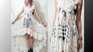 Креативное платье и туника вязаное крючком. Creative dress and crochet tunic