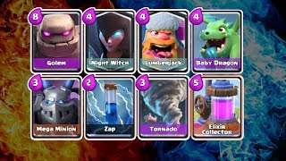 Clash Royale Deck 4.3 Elixir | GOLEM | NIGHT WITCH | LUMBERJACK | BABY DRAGON