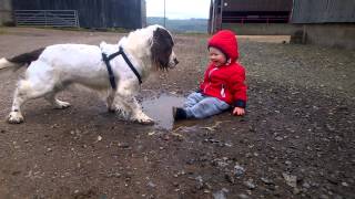 One boy and his dog... and a puddle