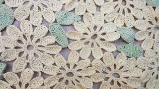 Цветочный мотив и листочек Flower and leaf motif Crochet