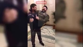 Галустян показывает Кадырову пародию на него "Ноги поломаю!" Кадыров на руках носил Галустяна