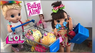 BABY ALIVE Lulu And Nikki Go Shopping For LOL surprise dolls Confetti Pop Dolls