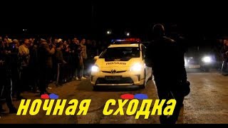 BMW e36. Burnout. Дрифт. Ночная сходка автомобилей. Полиция.