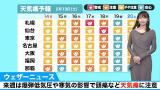 来週は爆弾低気圧や寒気の影響で頭痛など“天気痛”に注意