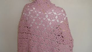 How to crochet shawl  flower motifs  Part 4