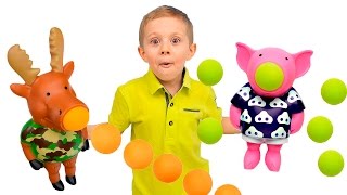 Видео для детей - Смешные игрушки Лось и Свинья - Весёлое детское видео с игрушками