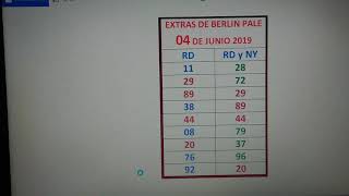 04 de Junio 2019. BERLIN PALE NUMEROLOGIA RD