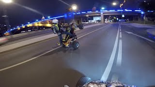 Yamaha ATV. Ночная покатушка на квадроциклах/ ДПС / crazy stunt in Moscow