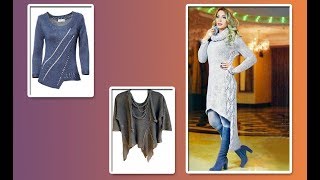 Модели вязания..Скошеная линия низа изделий.