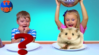 Обычная Еда против Мармелада Челлендж! Бешеный Хомяк! Видео для детей