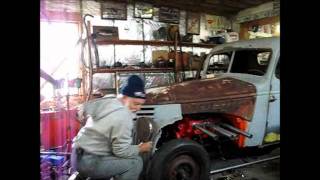 Mike's rat rod truck with the grill and hood on