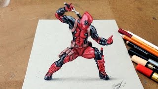Drawing  Deadpool 3D | Desenhando o Deadpool Com Efeito 3D