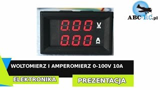 Miernik woltomierz i amperomierz 0-100V 10A - 0,56" w obudowie